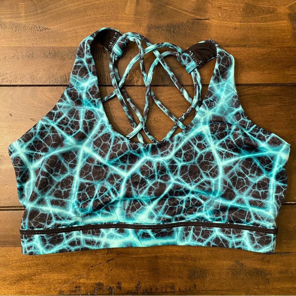 Constantly Varied Gear Teal and Black Electric Lightning Print Sports Bra